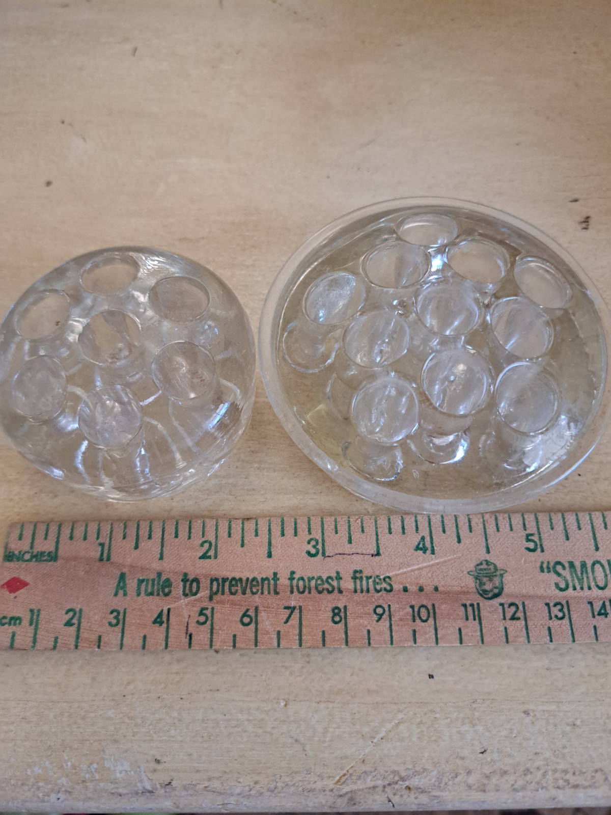 Vintage Clear Glass Floral Flower Frogs Lot of 2.