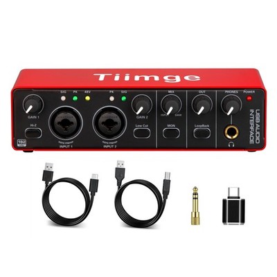2x2 USB Audio Interface for PC, with 48V Phantom Power, 24Bit/192kH... Fast Ship