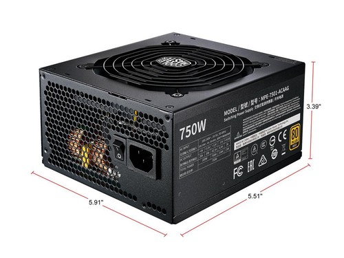 Cooler Master MWE Gold 750 V2 Fully Modular, 750W, 80+ Gold Efficiency, Quiet - Picture 3 of 5