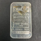 Johnson Mathey 1 Oz Silver Bar .999 Fine