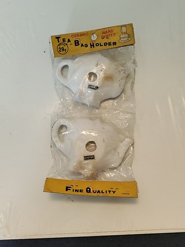2 Vintage Tea Bag Holder set Anthropomorphic Teapots I WIll HOLD THE TEA BAG - Picture 7 of 11