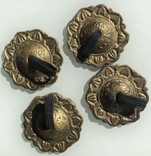 Set of 4 Vintage Brass Finger Cymbals Marked "M IN SYRIA"