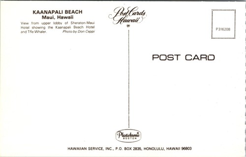 Kaanapali Beach Maui Hawaii HI Sheraton Hotel Postcard People at Pool & Beach - Picture 2 of 2