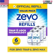 New 6Pcs Zevo Flying Insect Trap Refill Cartridges (6 Refill Cartridges)
