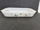 Vintage Anchor Hocking Fire-King Atomic Starburst Milk Glass Casserole Dish MCM