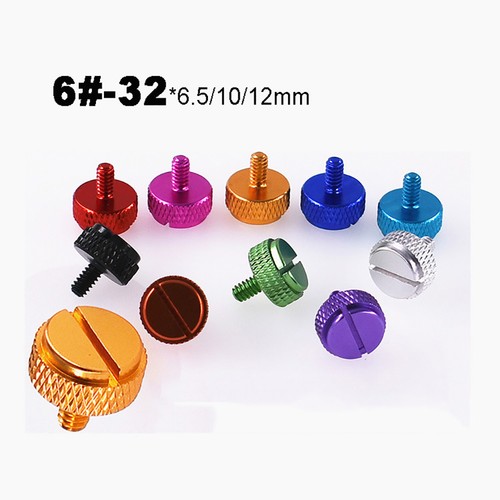 UNC#6-32*6.5 Aluminium Anodised Knurled Thumb Screws Slotted Hand Grip Knob Bolt - Picture 3 of 10