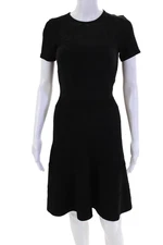 M. Patmos Womens Short Sleeve Stretch Knee Length Dress Black Size XS