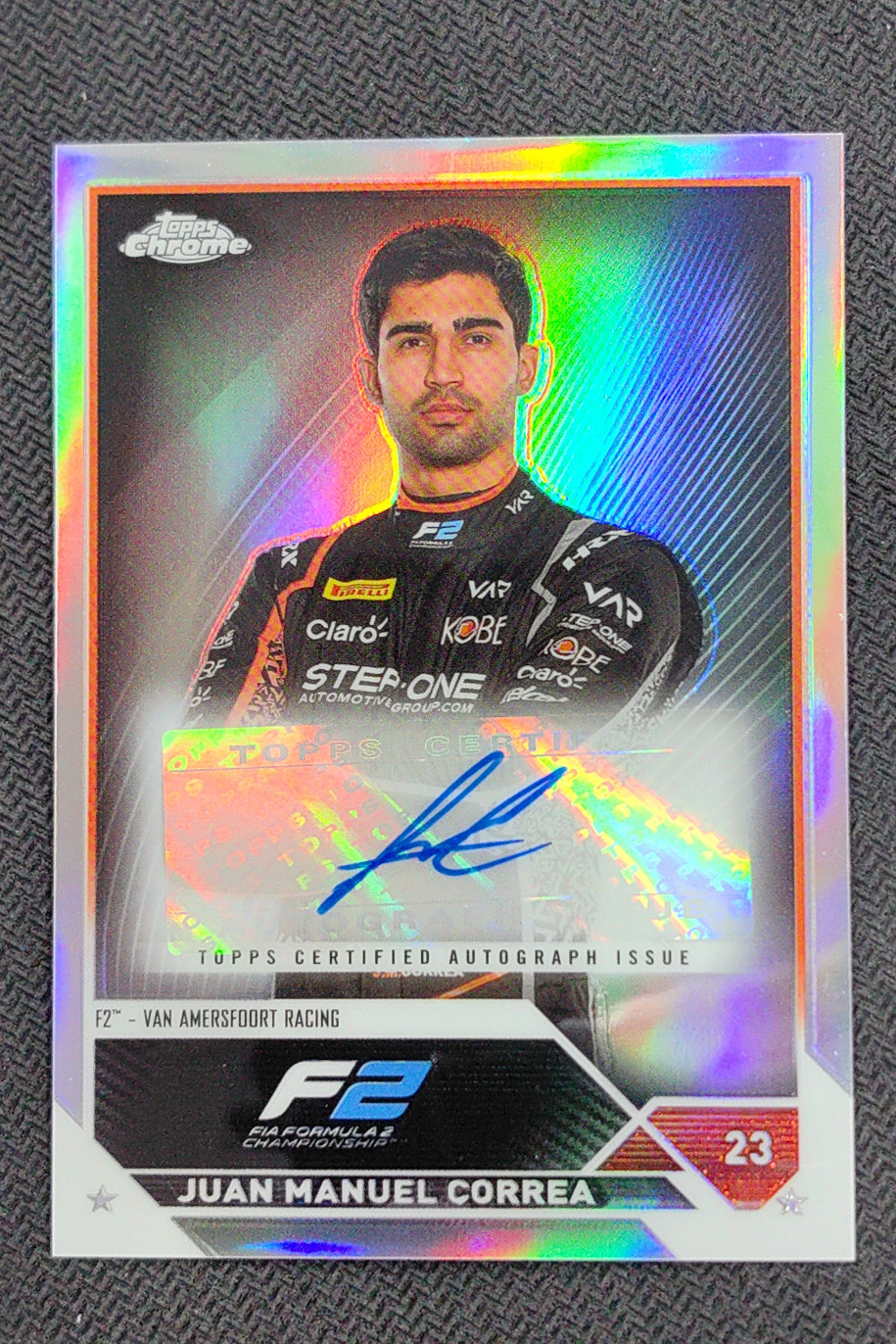2023 Topps Chrome Formula 1 F2 Juan Manuel Correa Auto Silver Refractor #CAC-JMC