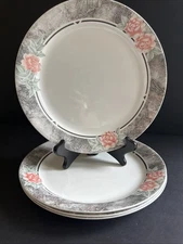 Set of 4 Corelle by Corning Silk and Roses Dinner Plates 10.25"