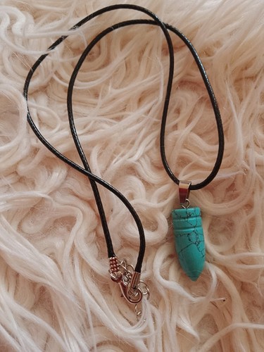 Bullet Pendant On Black Cord Necklace. Natural Stone. Turquoise. New. - Picture 4 of 4