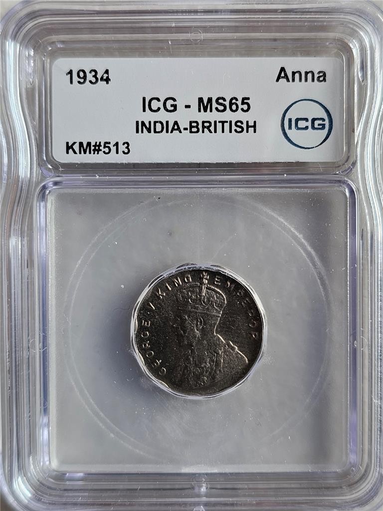 India 1 Anna 1934 ICG MS 65