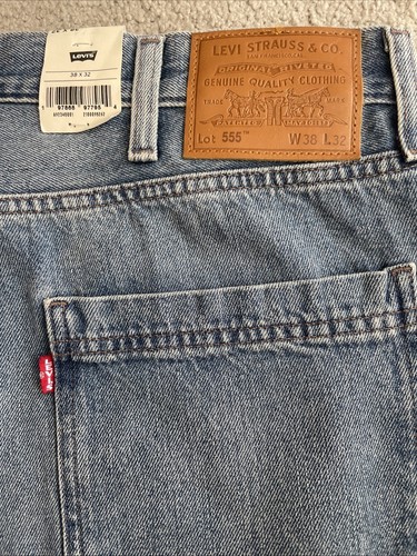 Pantalones de mezclilla Levi's Premium para hombre 555 relajados pierna recta utilitarios talla real 38x30 azul - Imagen 13 de 20