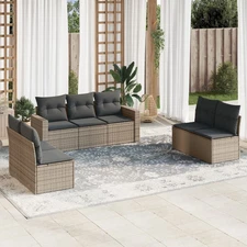 Garden Sofa Set Grey, Dark Grey PE Rattan, Powder-Coated Steel