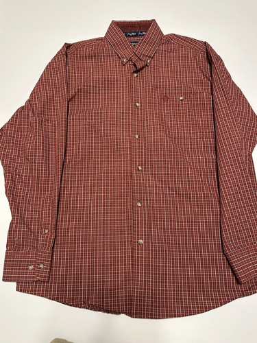 Wrangler George Strait Collection Men L Long Sleeves Shirt Cowboy Cut Red Plaid - Picture 2 of 6
