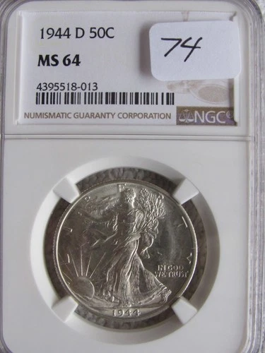 1944 D Walking Liberty Half Graded MS64 By NGC