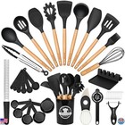39 PCS Silicone Cooking Utensils Set, Heat Resistant, BPA Free, Wooden Handle