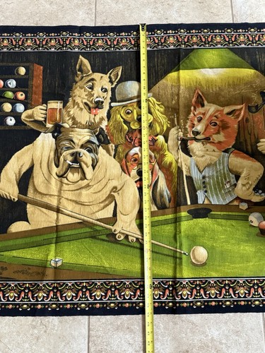 Tapestry Rug Dogs Playing Poker Cards Wall Hanging Man Cave Bar 57" X 38" Vtg - Picture 7 of 8