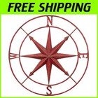 Rustic Red Metal Compass Wall Plaque - Statement Piece