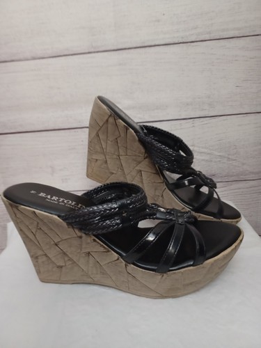 BARTOLINI Women's Size 11 Black Sandals Slides Wedges Made In Italy EUC - Picture 2 of 14