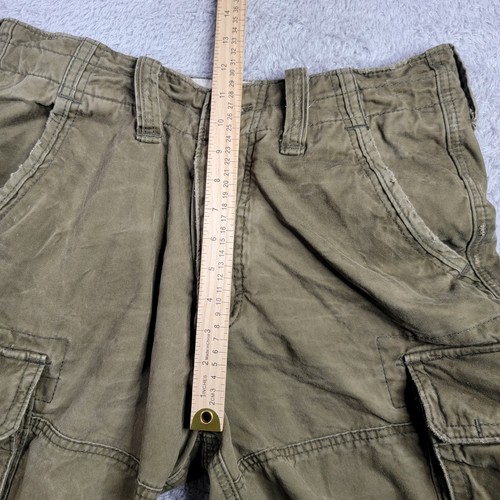 VTG Y2K Abercrombie Fitch Shorts Mens 30 Khaki Cargo Distressed Heavy Button Fly - Picture 8 of 8