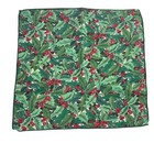Vintage Christmas Dinner Napkins Holly Berry Design Set of 8 Green and Red