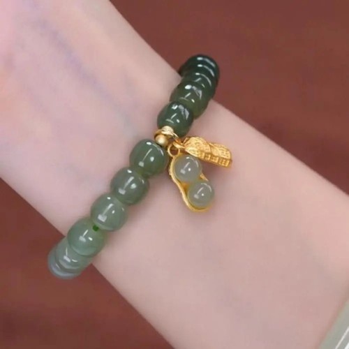 For Daily Wear Hetian Jade Bracelets Unisex Vintage Charm Elastic Cord - Picture 4 of 13