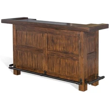 Sunny Designs Tuscany 78" Farmhouse Wood Bar Unit in Medium Brown