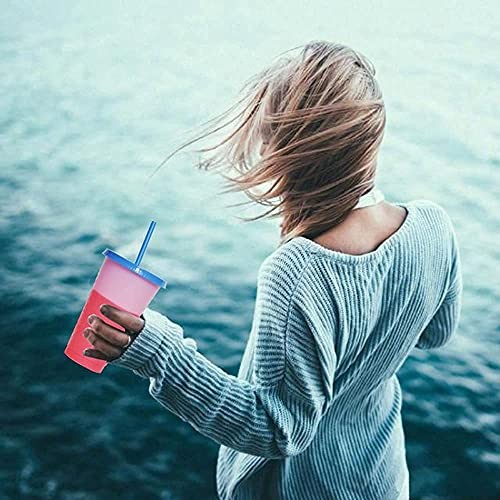 Color Changing Cups, 5 Pack 24oz Plastic Tumblers, Reusable Iced Coffee & - Picture 5 of 7