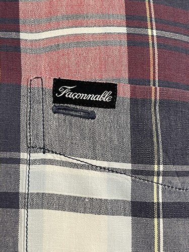 Faconnable Button-Down Hemd Herren rot & blau kariert Kurzarm Made in USA Gr. L - Bild 2 von 10