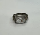 Vintage 925 Sterling Silver Clear Stone Ring / Size 6.75