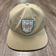 PRANA Gazin Patch Hat Nomad Get Lost to Get Found UPF 50 Tan SnapBack MSRP $39
