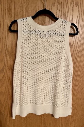 Womens XL Sleeveless Sweater -A New Day- Cream Crocheted CLOSET CLEANOUT - Picture 3 of 10