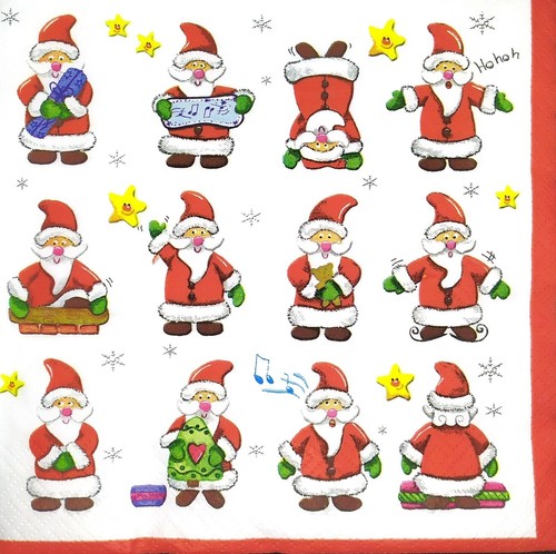 N369# 3 x Single Paper Napkins For Decoupage Craft Mini Pictures Santa Claus Row - Bild 1 von 6