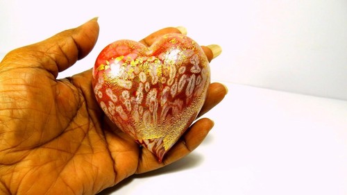Red Murano Glass Heart 24 karat Gold Made in Italy Millefiori Glass 3.5 in Decor - Bild 8 von 8