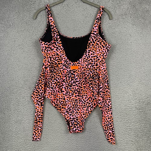 Fabletics Womens Size Med Scoop Tie Back One Piece Swimsuit Orange Safari NWT - Picture 6 of 11