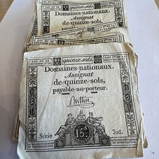 Assignat 15 sols filigrane royal billet révolution france 24 octobre 1792