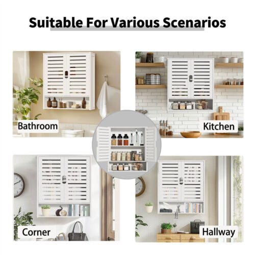 Bamboo Over-The-Toilet Cabinet Wall Mounted for Small Bathroom with Open Shelf - Picture 18 of 20