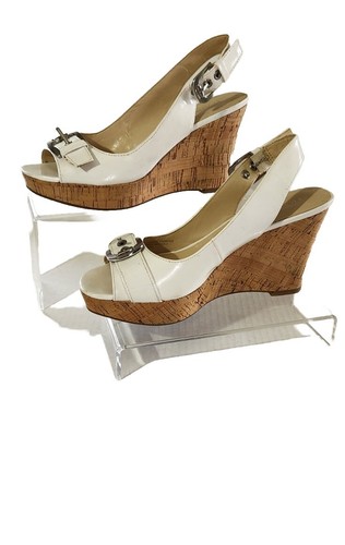 Franco Sarto Carnival Kork Keilabsatz High Heel Sandalen weiß Lack vegan 7M - Bild 1 von 7