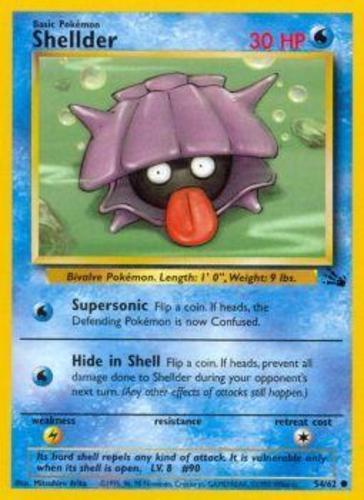 Shellder - 54/62 - Common - Unlimited Edition LP, English Pokemon Fossil - Picture 1 of 1