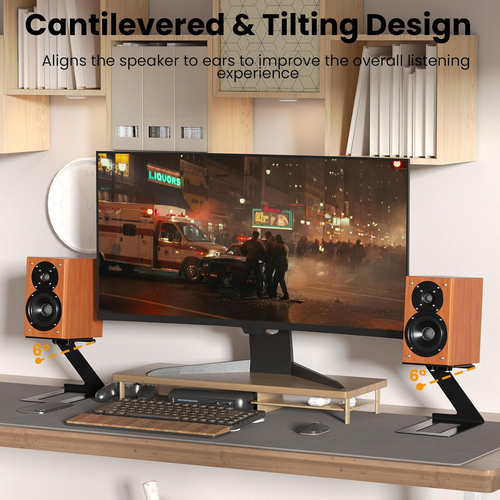 Desktop Speaker Stands Pair, Speaker Riser for Most Small & Medium Bookshelf Spe - Picture 3 of 12