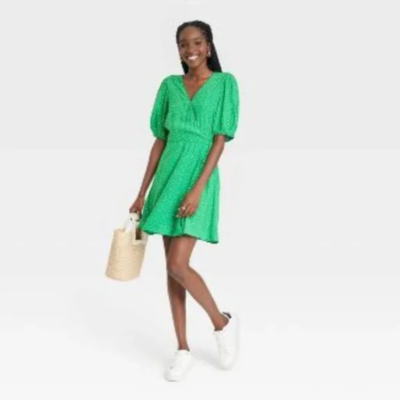 a new day green polka dot dress Green 1940s Back Hollow-Out Polka Dots Dress