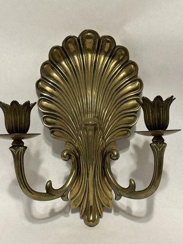 Vintage Andrea By Sadek Brass Wall Sconce Holder 9" Hollywood Regency Style - Picture 8 of 22
