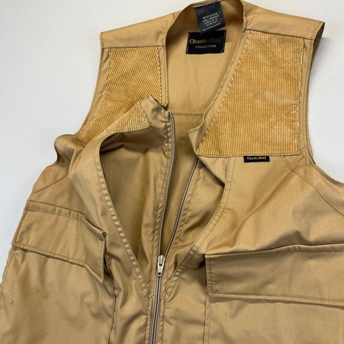 Vtg Charles Daly Hunting Utility Vest Size Small Khaki Corduroy Shotgun Game Bag - Picture 5 of 9