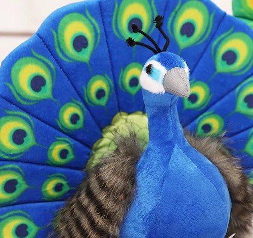 Blue Peacock Bird Plush Toy 10" Stuffed Animal Toddler Doll Gift for Kids - Picture 6 of 6
