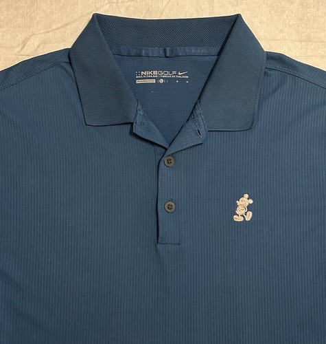 Nike Golf Mickey Mouse Disney Blau-Grün Kurzarm Polo Golfshirt Herren L