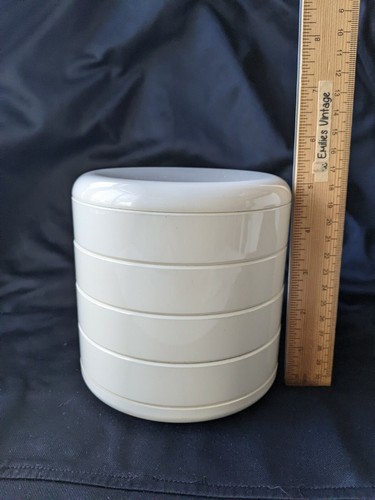 Vtg Interdesign Swivel Organizer Cream White with Lid MCM Jewelry Case Organizer - Picture 10 of 12