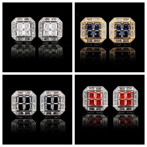 Herren Elegant Quadrat Strass Manschettenknöpfe Hochzeit Party Kristalle Manschettenknöpfe Box - Bild 1 von 7