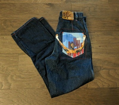 Vintage Platinum Fubu 90 S Muhammed Ali Dark Denim Jeans New