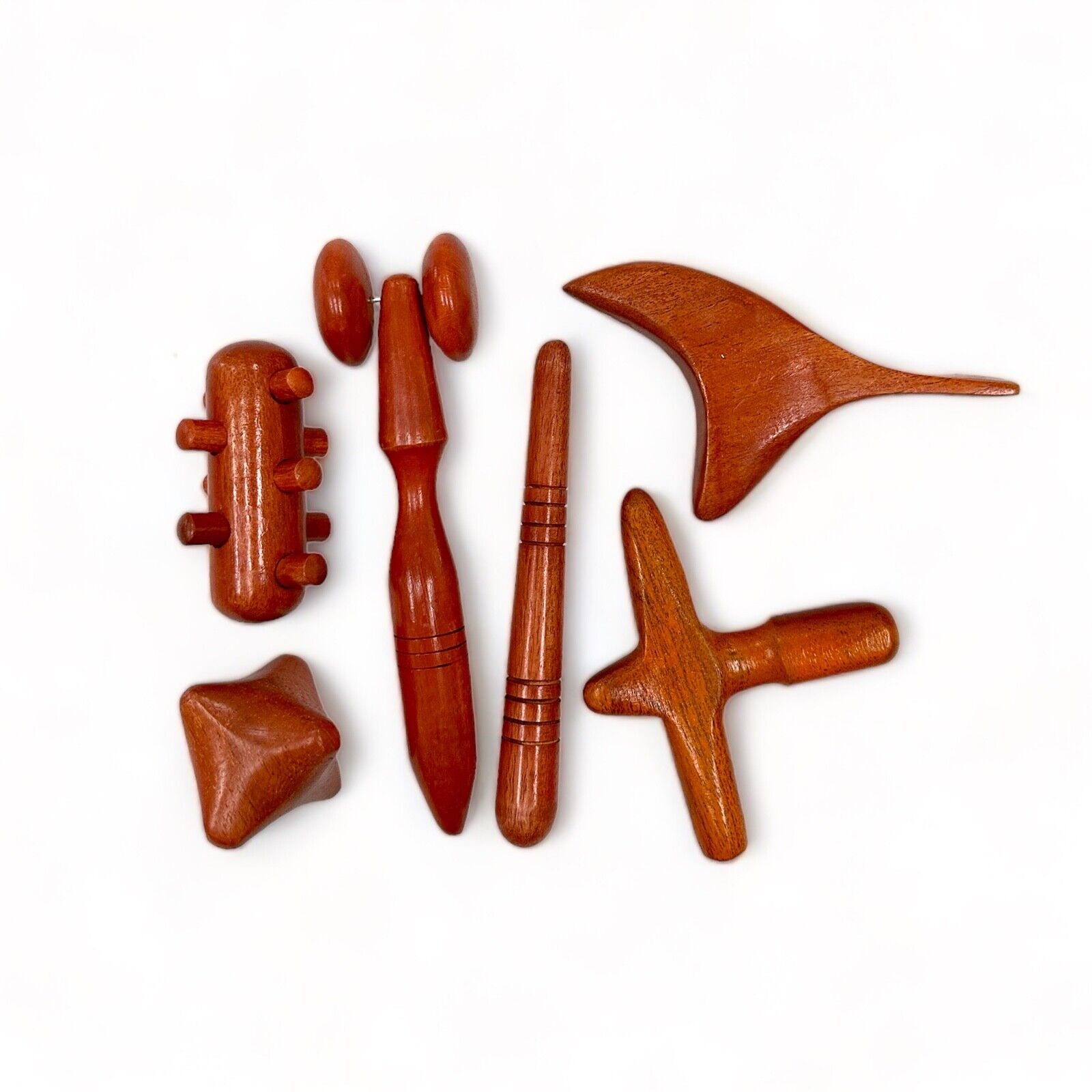 Juego de 6 piezas. Herramienta de terapia con palos de madera de masaje tradicional tailandés reflexología