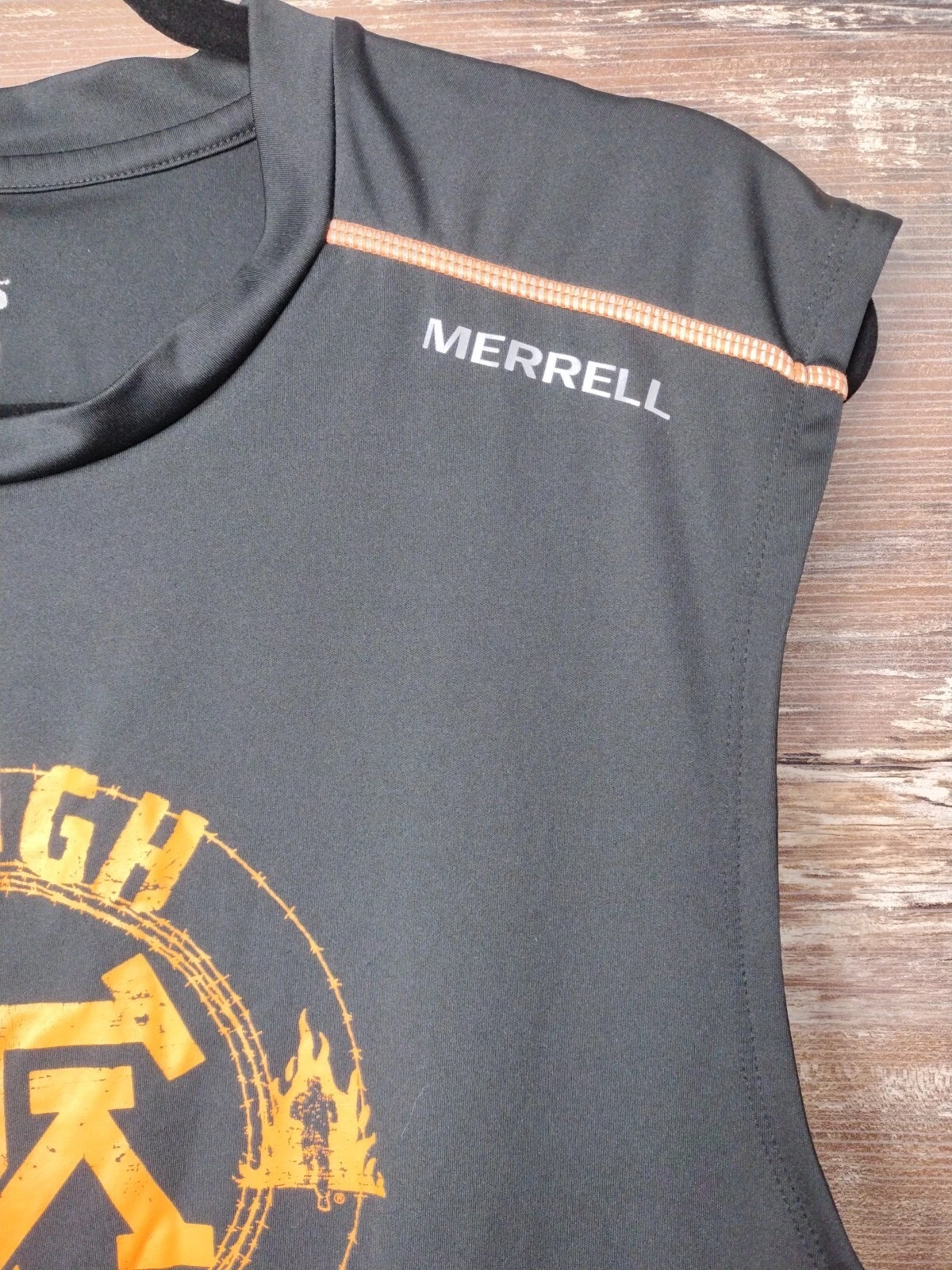 merrell tough mudder muscle crew neck running lift tank-top